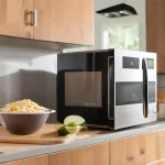 A microwave oven with the door open and a bowl inside.
