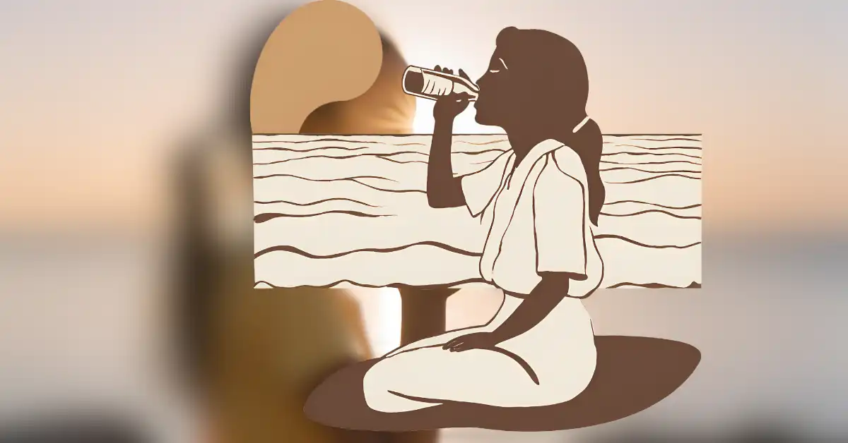 Young girl drinking water from a bottle