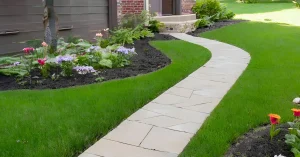 Concrete path in yard.