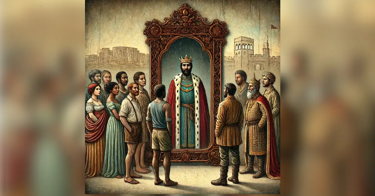 Царят огледало и придворните.