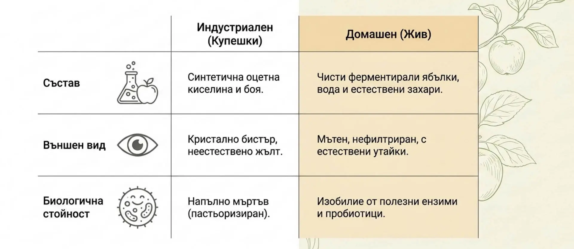 Сравнение между индустриален ябълков оцет и домашен ябълков оцет